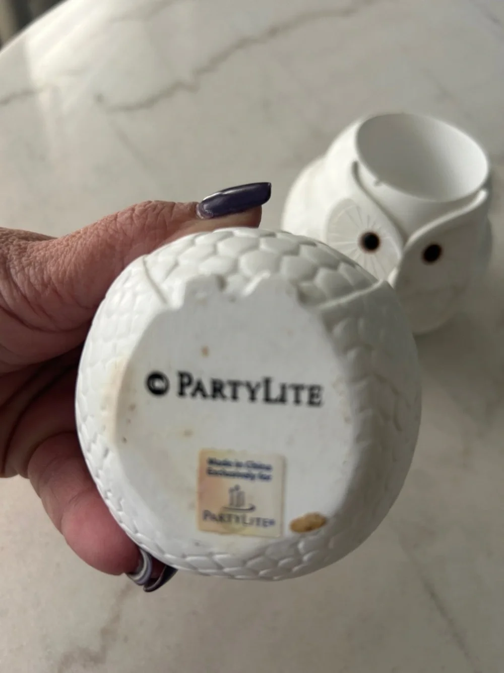 Pair of PartyLite White Ceramic Owl Votive Cup - Picture 4 of 5